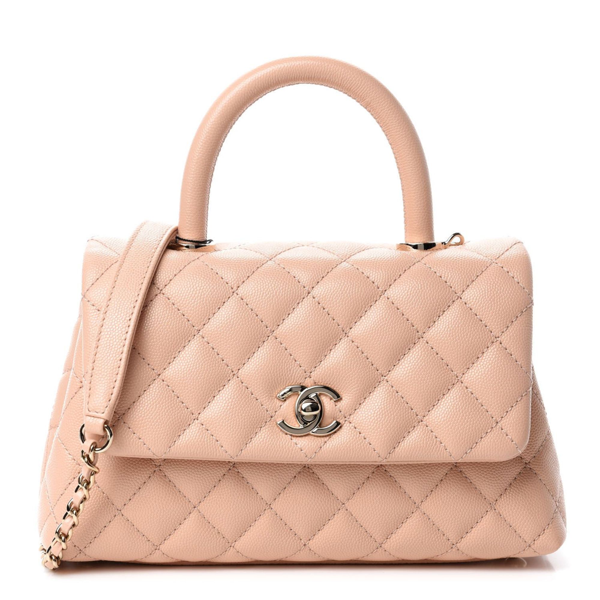 Bag Blue Book Chanel Chanel Caviar Quilted Small Coco Handle Flap Light Pink
